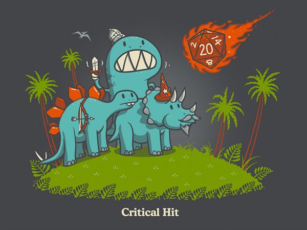 Cute Critical Hit Dinosaurs D&amp;D adventurer tshirt