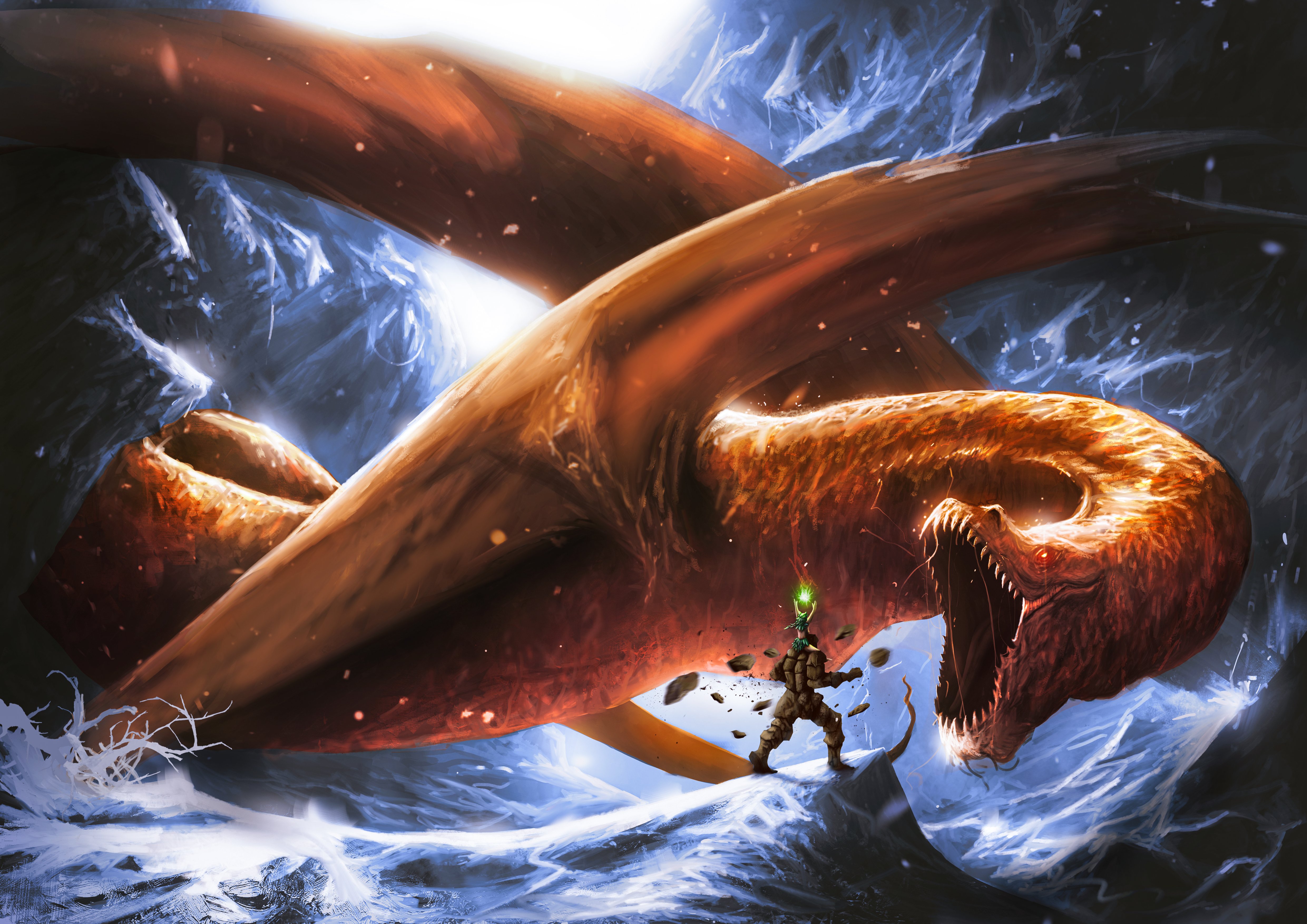 Huge monster verus warrior